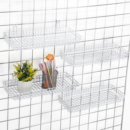 Blulu 4 Pcs 15.75 x 5.91 x 1.97 Inch Metal Grid Wall Baskets - Image 4