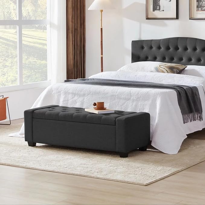 Huatean Home 48" Ottoman with Storage, Storage Ottoman Bench with Safety Hinge - Image 8