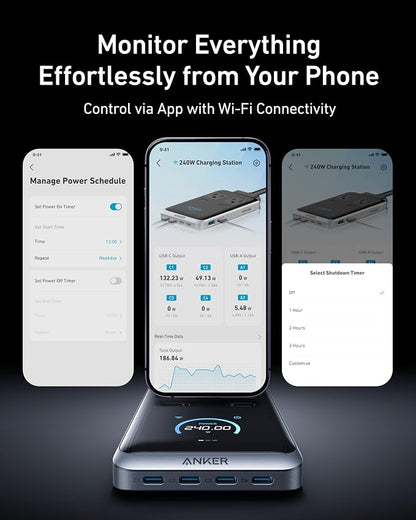 Anker Prime Charging Station, 240W 8-in-1 Power Strip, 2 AC, 4 USB C | 2USB A - Image 6