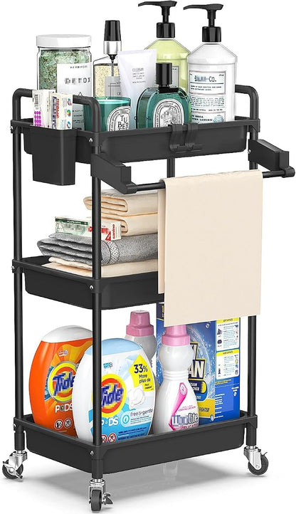 SPACEKEEPER Rolling Storage Cart, 3 Tier Utility Cart Laundry Room Organization by SPACEKEEPER