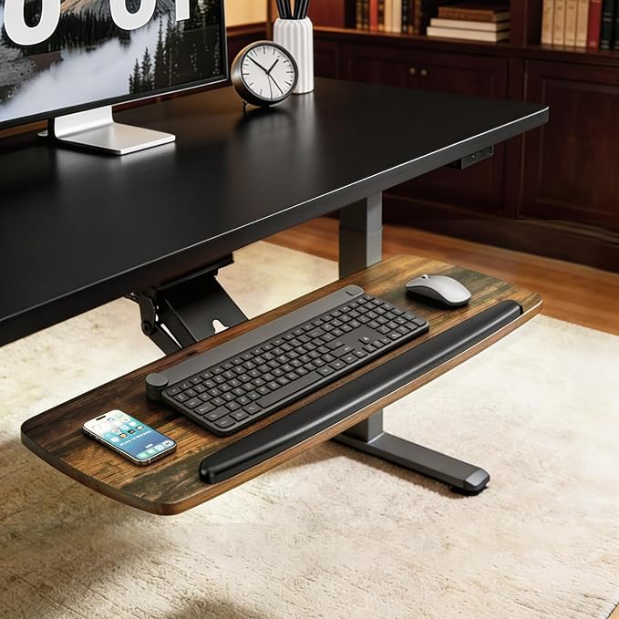 Keyboard Tray Under Desk with Storage Drawer, Height Adjustable Keyboard Tray - Image 8