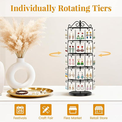 EsLuker.ly Earring Holder Organizer Rotating Display Tree Stand, Adjustable - Image 5