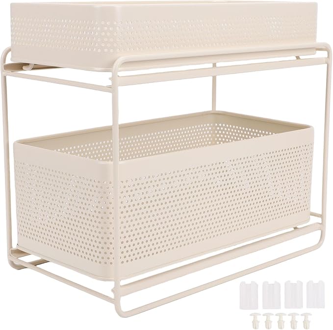 Slide Out Under Sink Organizer, 2 Tier Steel Sink Shelf Cabinet Storage - Image 7