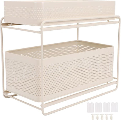 Slide Out Under Sink Organizer, 2 Tier Steel Sink Shelf Cabinet Storage - Image 7