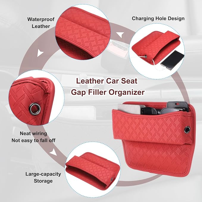 HARFINGTON Car Seat Gap Filler Organizer 11.5 x 8 x 2.1 Inch Leather Universal - Image 3