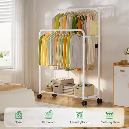 Simple Trending Clothing Clothes Rack Double Rods - Image 2
