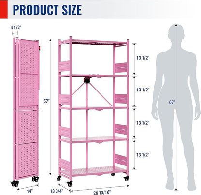 WORKPRO 5-Tier Folding Shelf, No-Assembly Metal Storage Rack - Image 3