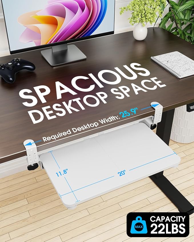 Small Keyboard Tray Under Desk, Pull Out Keyboard & Mouse Tray - Image 2