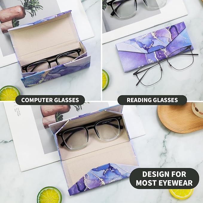 Foldable Glasses Case, Magnetic PU Leahter Sunglasses Case, Cute Hard Shell - Image 2