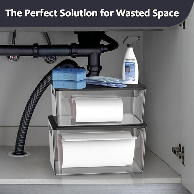 2 Pack Trash Bag Holder Under Sink Stackable, Plastic Garbage Bag Dispenser - Image 7