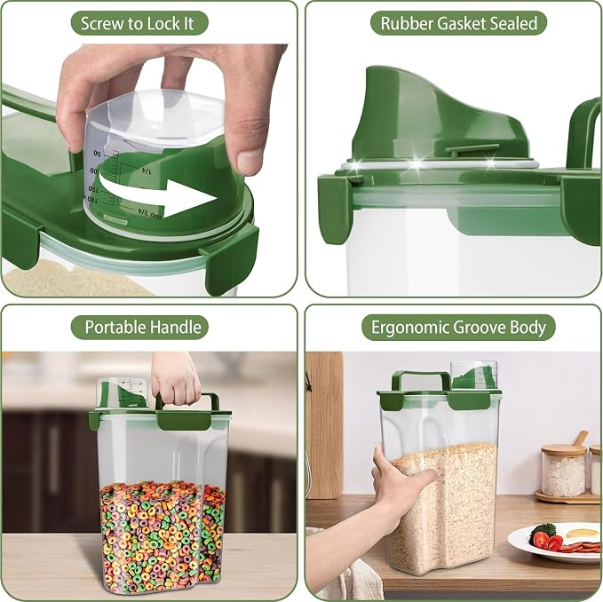 Komzon Rice Container, Airtight Rice Storage Container 10lb, Cereal Containers - Image 4