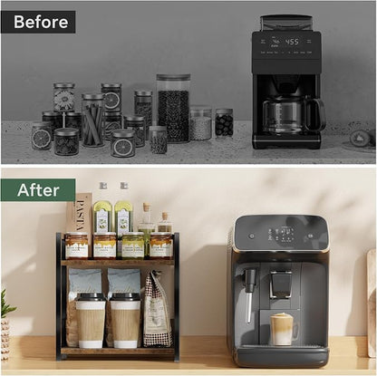 Simple Trending Countertop Shelf Organizer, 2 Tier Kitchen Spice Rack, Coffee - Image 7