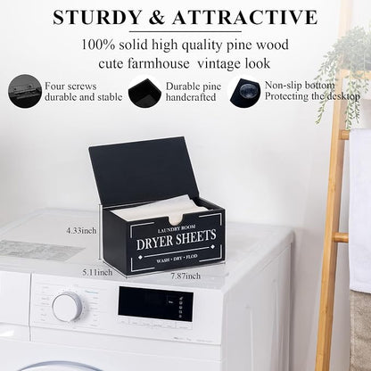 HouseJoy Dryer Sheet Holder-Black Dryer Sheet Container - Image 2