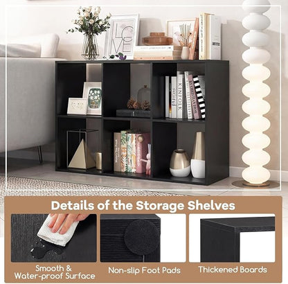 POWERSTONE 6 Cube Storage Organizer Set of 2, 3 Tier Cubby Bookshelf - Image 6