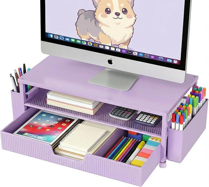 ECOLOVI Desk Organizer and Accessories, 2-Tier Computer Monitor Stand Rise by ECOLOVI
