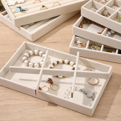 Highergo 8 Pcs Velvet Jewelry Trays Stackable Drawers Organizer Ring Earring - Image 5