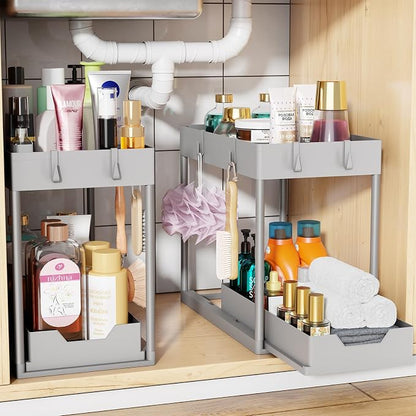 Simple Trending Under Sink Organizer 2 Pack, Sink Pull-Out Sliding Storage by SimpleTrending