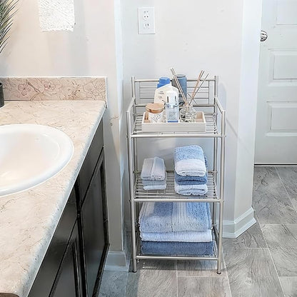 LEEDA 3-Tier Metal Shelving Unit, Sturdy Bathroom Storage Shelf & Free Standing by leeda+space