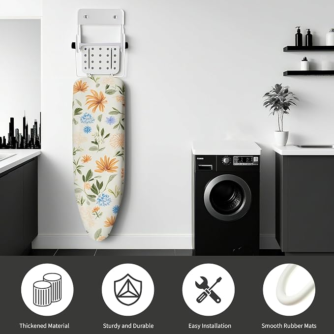 COKUMA Ironing Board Holder, Sturdy and Space-Saving Ironing Board Hanger Wall - Image 3