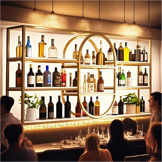 Large Wall Mount Wine Rack, Metal 4 Tier Large Capacity Hanging Bar Rack - Image 4