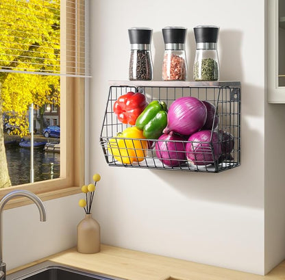 Wawocs Fruit Basket for Kitchen Counter, Fruit Bowl Stackable Wall Mounted - Image 2