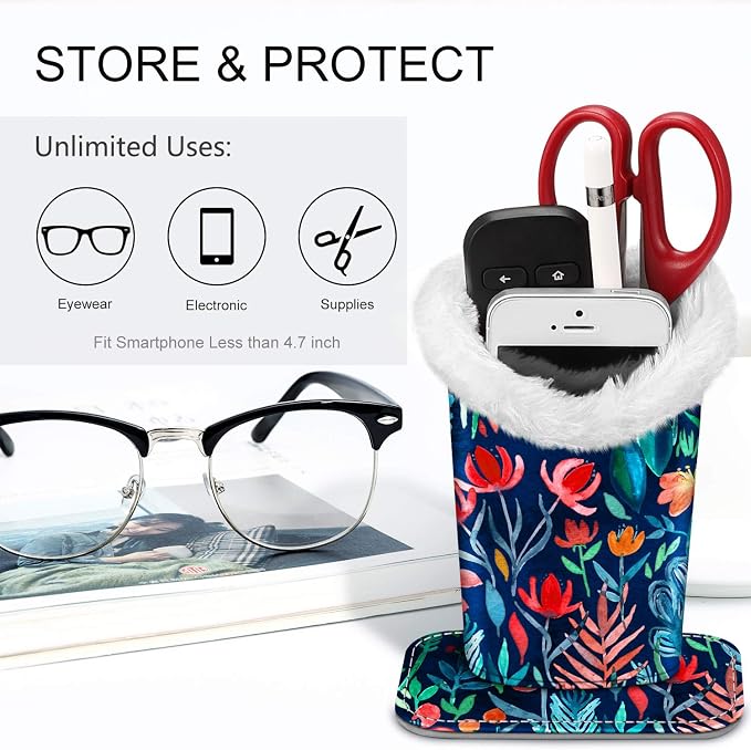 Fintie Plush Lined Eyeglasses Holder, Glasses Stand Case, Anti-scratch Glasses - Image 5