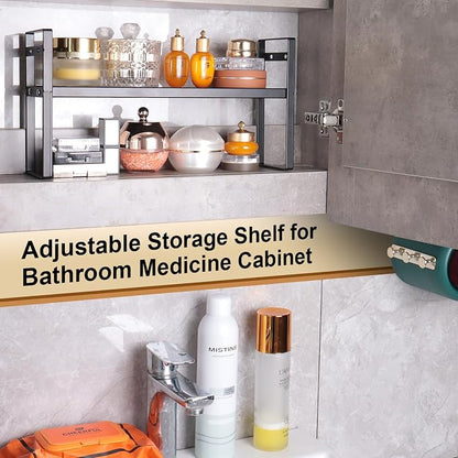 Expandable Narrow Medicine Cabinet Organizer Shelves Wide 3.58”, Metal Counter - Image 3