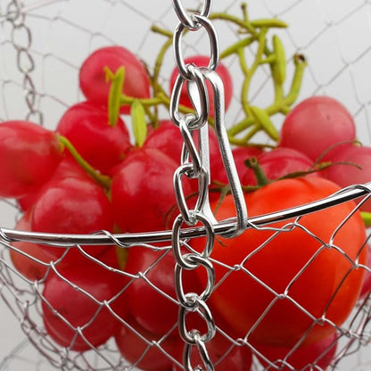 Metal Fruit Basket Anti Deformed Hanging Basket 3 Tiers Foldable Vegetable - Image 7