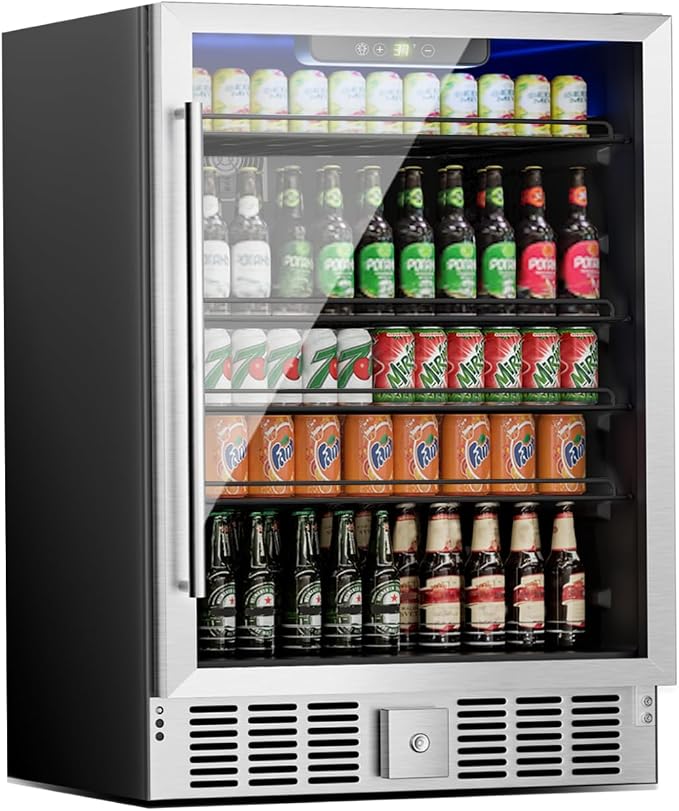 5.3 Cu.Ft Beverage Cooler, 166 Can Capacity, Adjustable Shelves & Glass Door by Stopsad