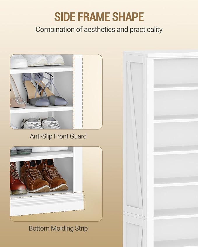 Hzuaneri Shoe Storage Cabinet, 10 Tiers Farmhouse Tall Shoe Cubby Organizer | - Image 4