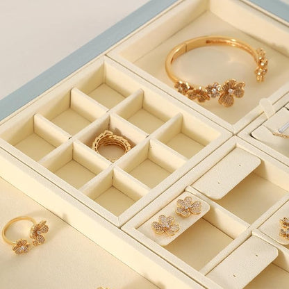 Dark Blue Jewelry Display Tray Ring Necklace Earring Bangle Organizer - Image 2