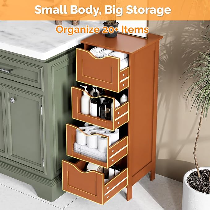 Bonnlo Skinny Bathroom Floor Storage Cabinet, Living Room - Image 4