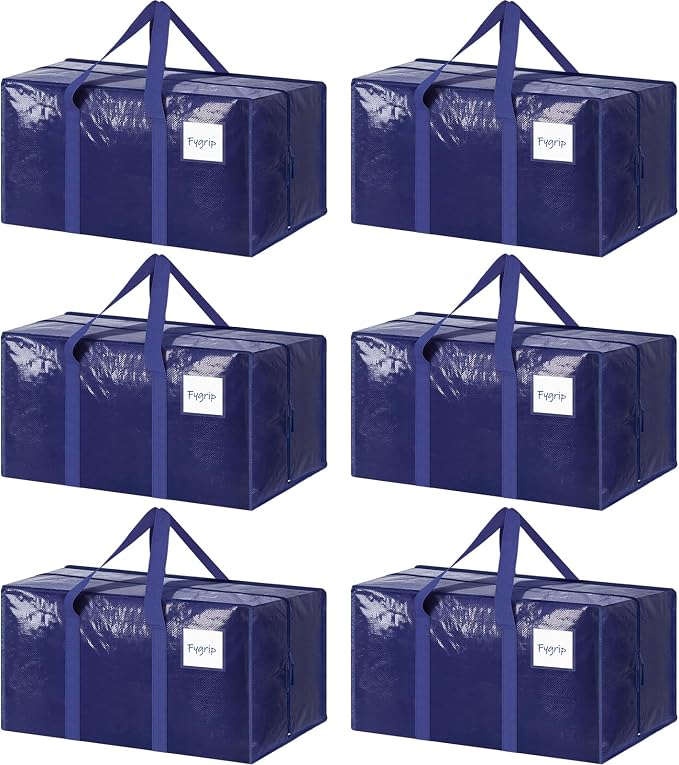 6 Pack Extra Heavy Duty Large Moving Bags by Fygrip