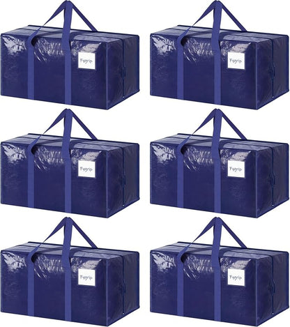 6 Pack Extra Heavy Duty Large Moving Bags by Fygrip