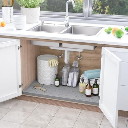 SIKADEER Waterproof Under Sink Mat 28" x 22", Silicone Mat Kitchen Cabinet - Image 2