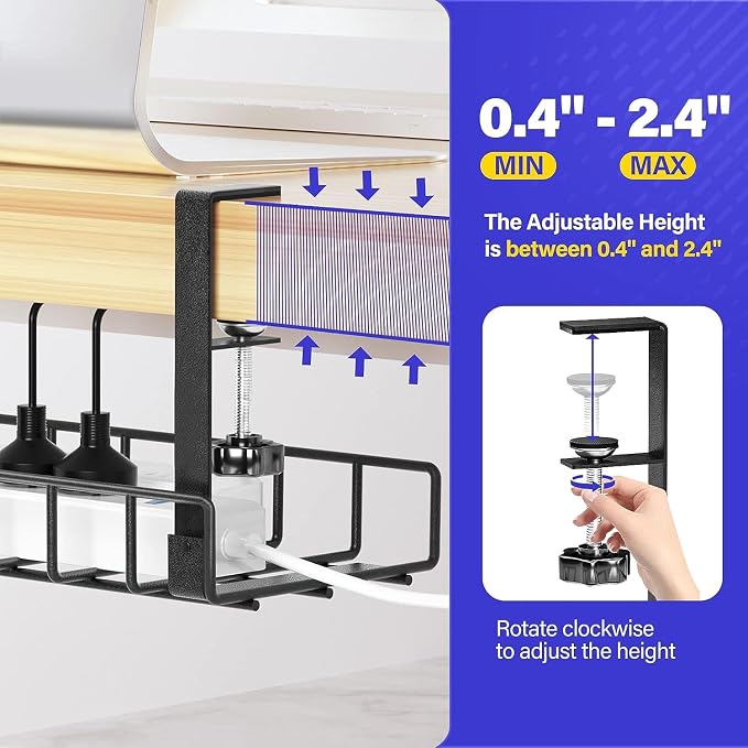 Under Desk Cable Management Tray 2 Pack, Xpatee Wire Management No Screws - Image 4