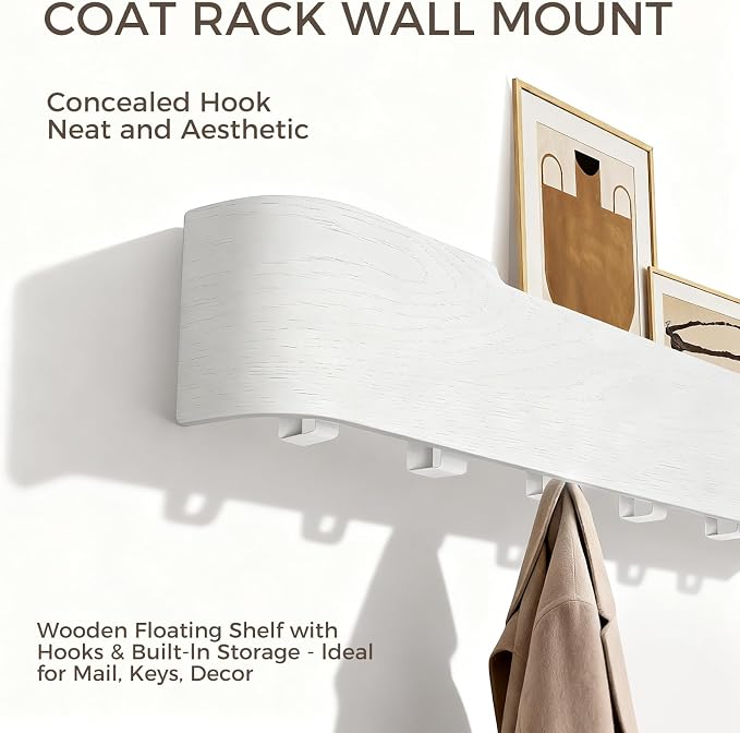 Wall Coat Rack Floating Shelves Modern Coat Rack Wall Mount - Image 4