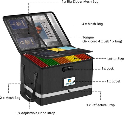 Fireproof File Box with Lock, 5200℉ Document Organizer, Reflective Strip - Image 6