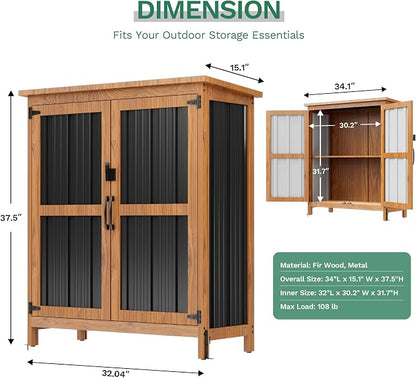 Devoko Metal & Wood Weatherproof Garden Storage Shed - Image 5