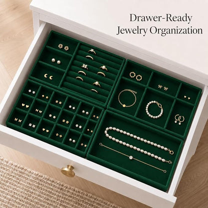 4 Pack Stackable Jewelry Organizer Tray Set - Image 3