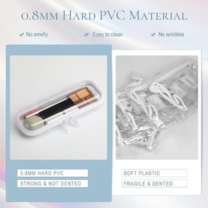 Sanwuta 6 Pcs Clear Hard Zipper Case Hard Plastic Zipper Pouches Transparent - Image 4