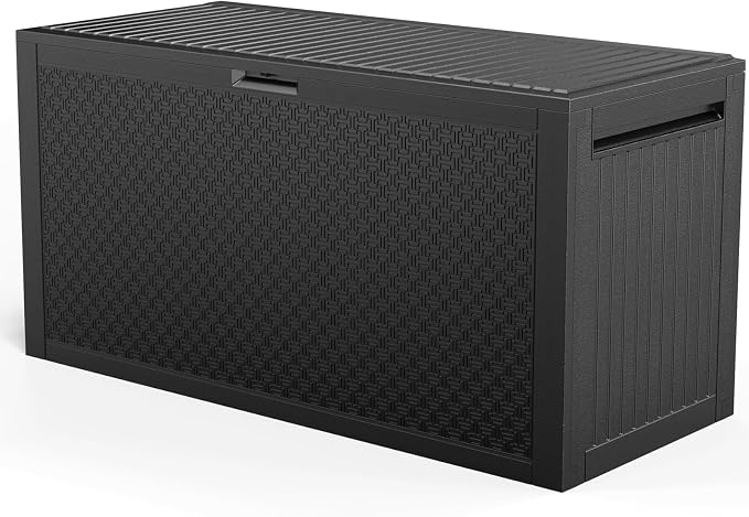 VINGLI 90 Gallon Outdoor Storage Box, Lockable Plastic Storage Containers by VINGLI