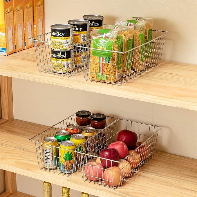 Slideep Wire Baskets Farmhouse Freezer Organizer Storage Bin Basket - Image 2