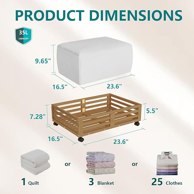 Bamboo Under Bed Storage Containers- Underbed Organizer - Image 2
