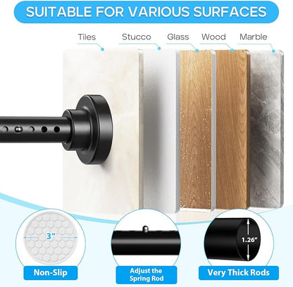 Tension Curtain Rod Black Tension Rod 40 to 183 Inch Spring Curtain Rods Non - Image 3