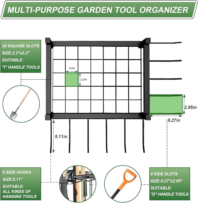 Garden Tool Organizer, Garden Yard Tool Rack - Image 3