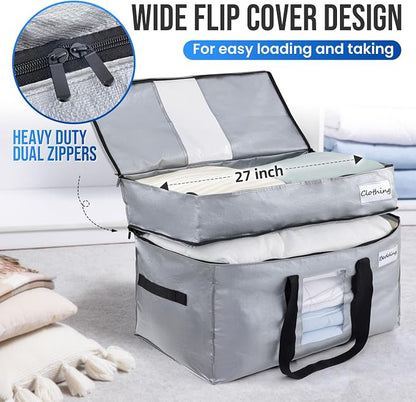 TAILI 2 Tier Extra Large Moving Bags, 4 Pack Silver Heavy Duty Totes - Image 2