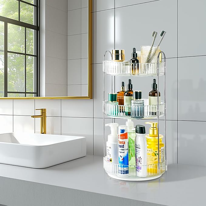 360 Rotating Makeup Organizer, 3 Tier Large Capacity Lazy Susan Bathroom - Image 6