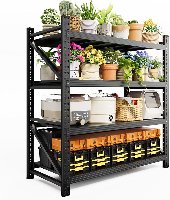 48" Wide Storage Shelving Unit, 2000 lbs Capacity Heavy Duty Garage Shelving by LISSIMO
