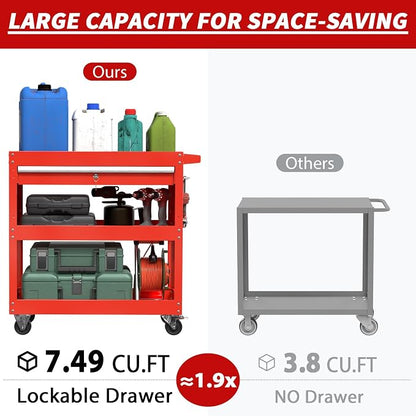 3 Tier Rolling Tool Cart, Tool Carts - Image 6